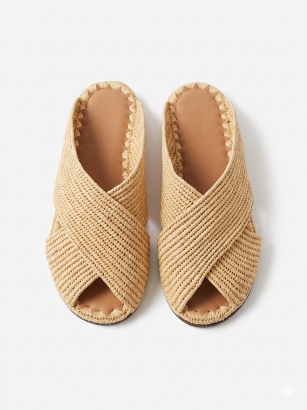 Carrie Forbes Woven Raffia Arielle Crisscross Slide Sandals Natural Beige Sz 37